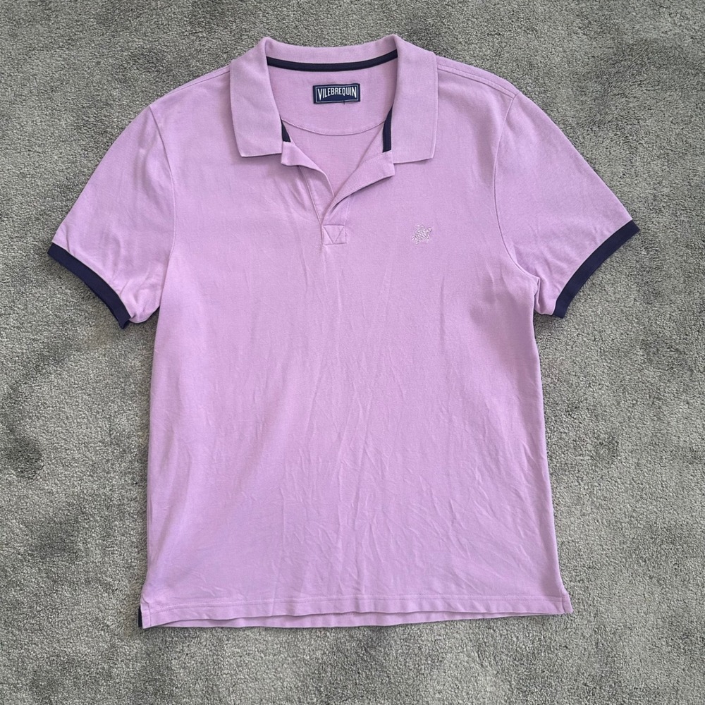 Vilebrequin Polo Shirt Mens L Pink Pique Short Sleeve Turtle Logo